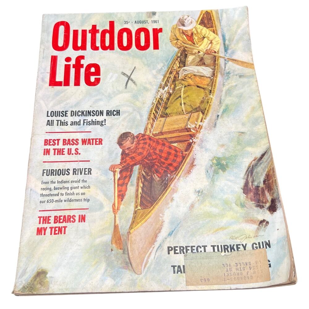 🧭 Outdoor Life Aug 1961 Vintage Magazine Canoe Cover + Trailster Ad Midcentury